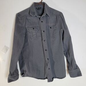 Mens Odin New York Long Sleeve Heavy Weight Gray Button front shirt size Small